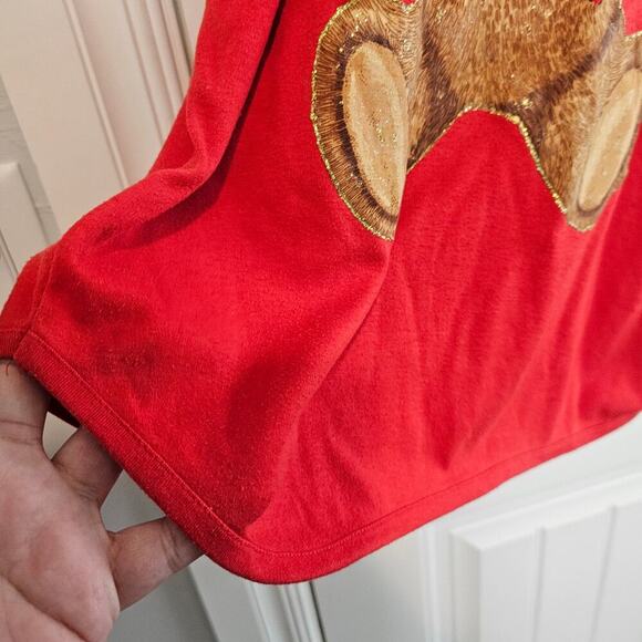 Vintage Bechamel Teddy Bear T-Shirt Womens Large Red 80s Nautical Granny Sailor - Picture 7 of 10